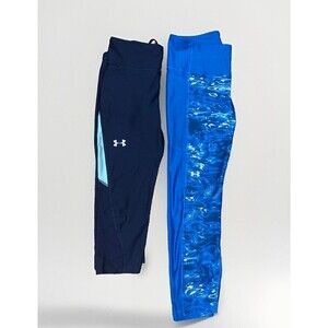 Under Armour Leggings Womens Medium Compression Heatgear Capri Pocket Blue